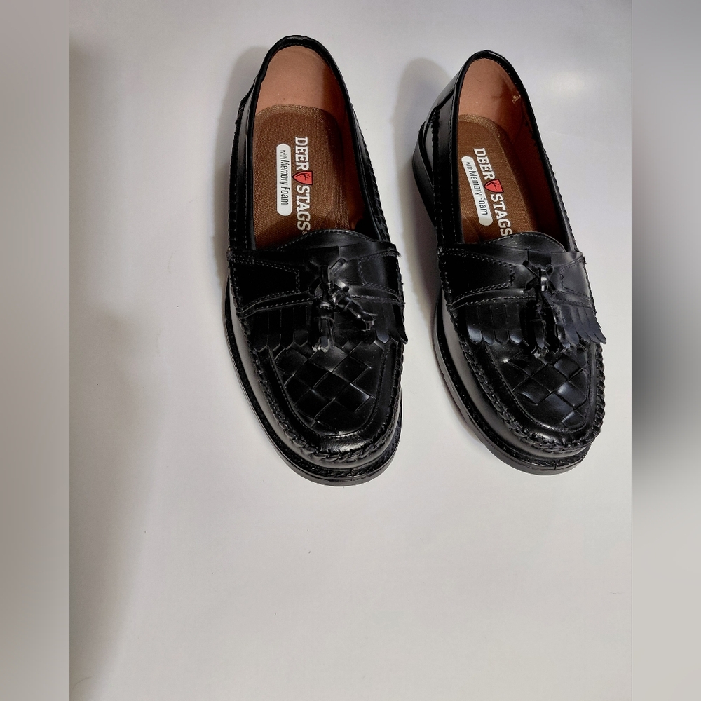 DEER STAGS Men's Herman Tassel Loafer Shoes Jet Black Size 10 New